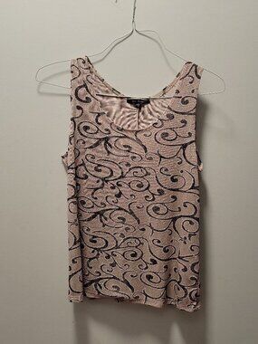 Rare Blue sage sleeveless tank top - size large - shiny,floral,usa,usamade shine